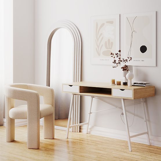 Dekoratív függő tükör Giovanni 170x80 cm, fehér, lekerekített