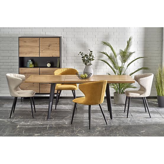 DICKSON 2 kihúzható asztal 150-210/90 cm, asztallap - természetes, lábak - fekete (2p=1db)