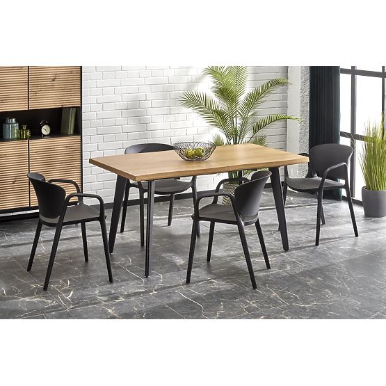 DICKSON 2 kihúzható asztal 150-210/90 cm, asztallap - természetes, lábak - fekete (2p=1db)