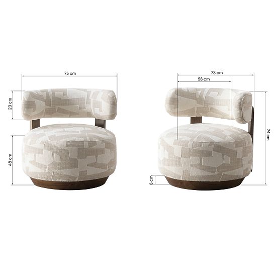 Dolce relaxációs fotel, lekerekített formák, bézs/krém, dió