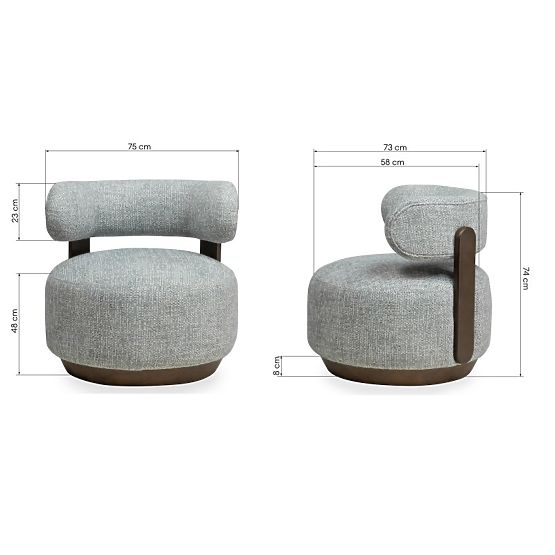 Dolce relaxációs fotel, lekerekített formák, kék-bézs/dió