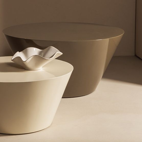 Eclipso dohányzóasztal, 60 cm, krémfehér, fényes