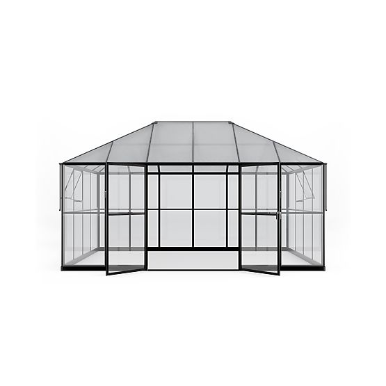 EcoGlass Gazebo Standard Kerti Üvegház Alappal 12 m² Edzett Üveg 4 mm, Polikarbonát 6 mm
