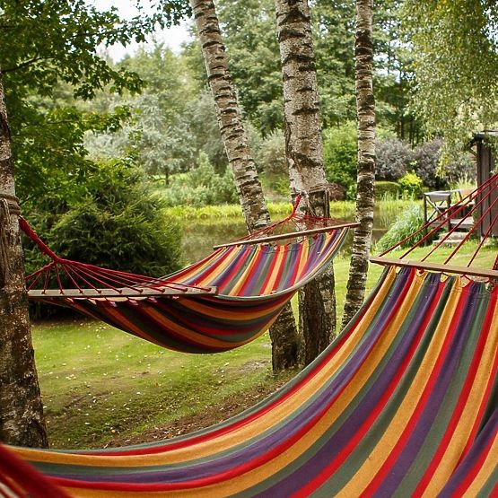 Egyszemélyes függőágy 40 cm-es rúddal 400257 Piros