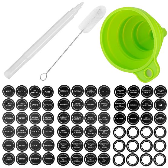 ENELDO fűszertartó állvány 24 üveggel + 72 címkével