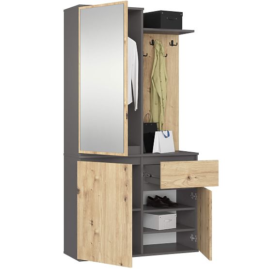 ENTRO ELŐSZOBA SZETT PK GRAFIT SZÜRKE / ARTISAN TÖLGY