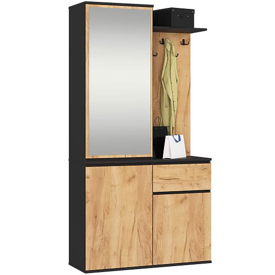 ENTRO PK ELŐSZOBA BÚTOR SZETT FEKETE / CRAFT TÖLGY