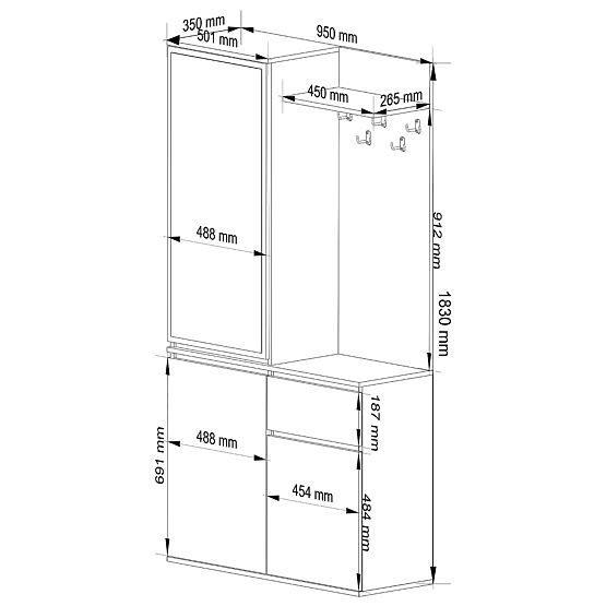ENTRO PK ELŐSZOBABÚTOR SZETT FEKETE / ARTISAN TÖLGY