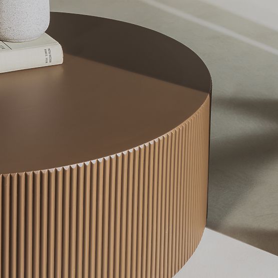 Ermanno dohányzóasztal, 90 cm, mokka, bordázott