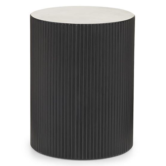 Ermanno oldalsó asztal, 35 cm, fekete, rovátkolt