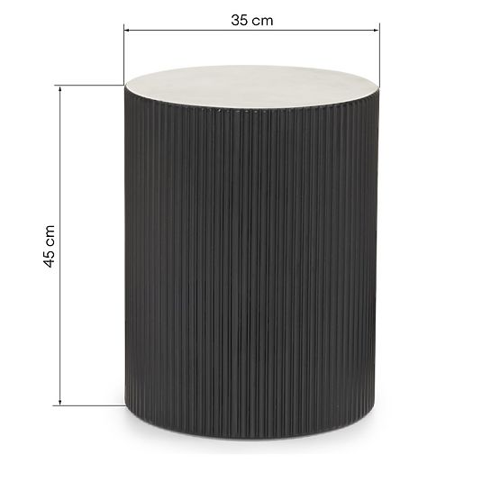 Ermanno oldalsó asztal, 35 cm, fekete, rovátkolt