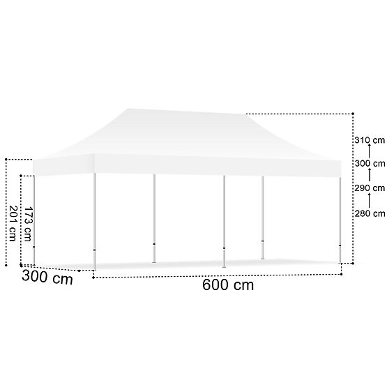 Expressz kereskedelmi pavilon - 3x6 m - fehér