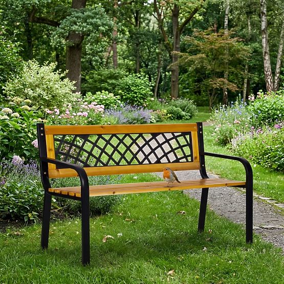 Fa padkerti pad rácsos háttámlával 118x52 cm park MultiGarden