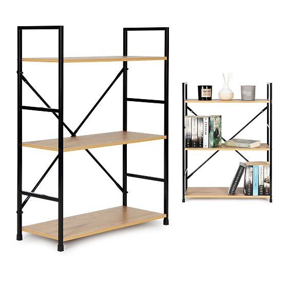 Fa polc fém vázzal széles LOFT 3 polc