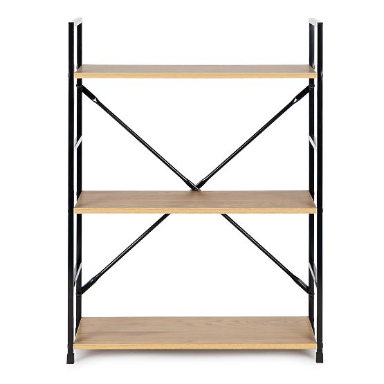 Fa polc fém vázzal széles LOFT 3 polc