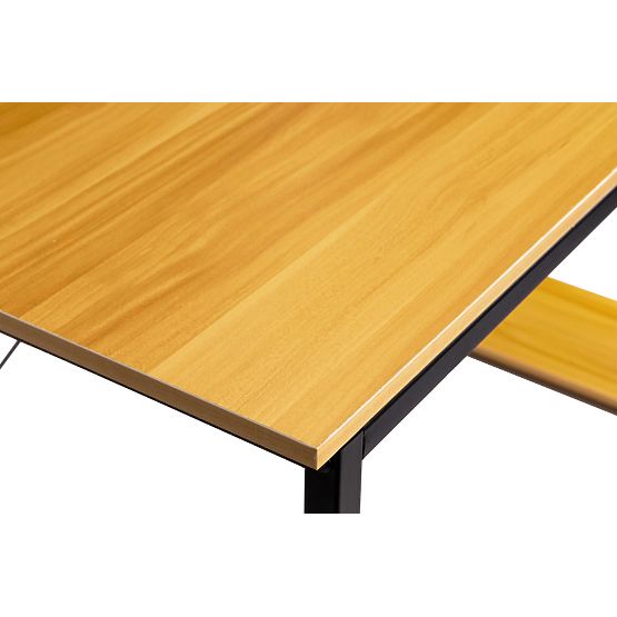 Fa polcokkal ellátott fa számítógépasztal loft stílusban