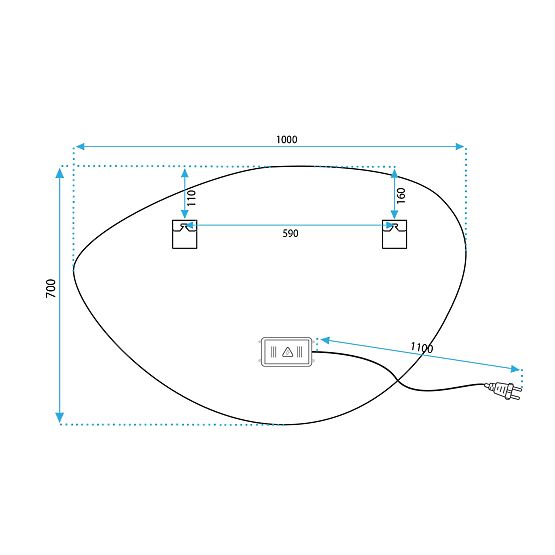 FALI LED TÜKÖR BLUETOOTH FUNKCIÓVAL 70x100cm FOG