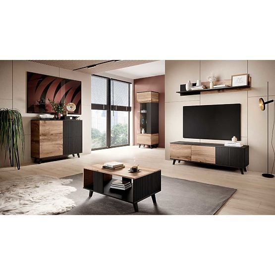 Fali polc RANDOM P-1 - Wotan Tölgy/Fekete