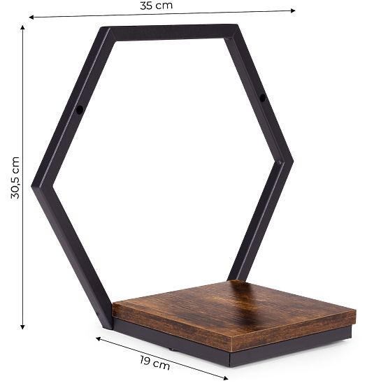 Fali virágtartó függő polc növényekhez dekoráció loft hexagon ModernHome