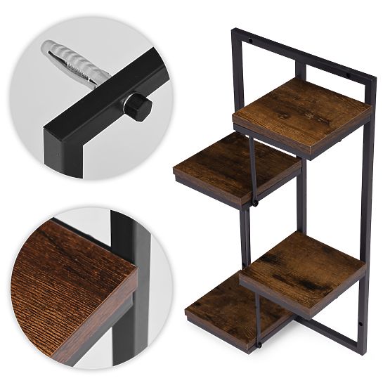 Fali virágtartó polc növényekhez dekoráció 4 szintes loft ModernHome