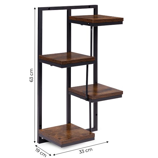 Fali virágtartó polc növényekhez dekoráció 4 szintes loft ModernHome