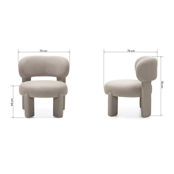 Falone kárpitozott fotel szürke-bézs, boucle, lekerekített