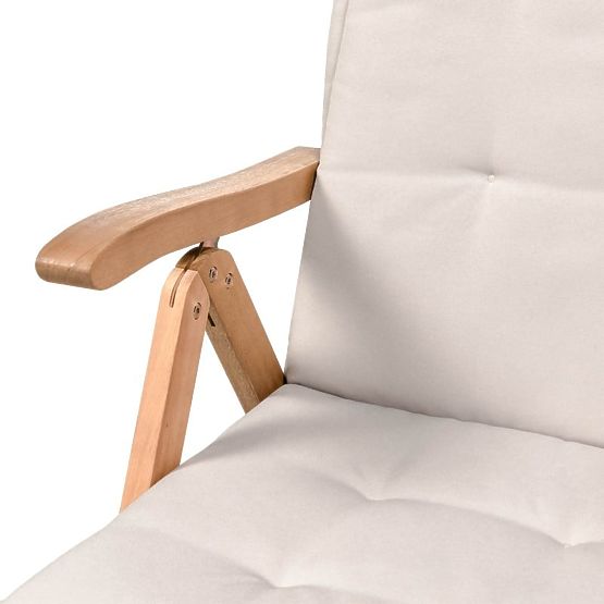 Familis kerti szett asztal 160 cm + 6 szék állítható háttámlával és világosszürke párnákkal