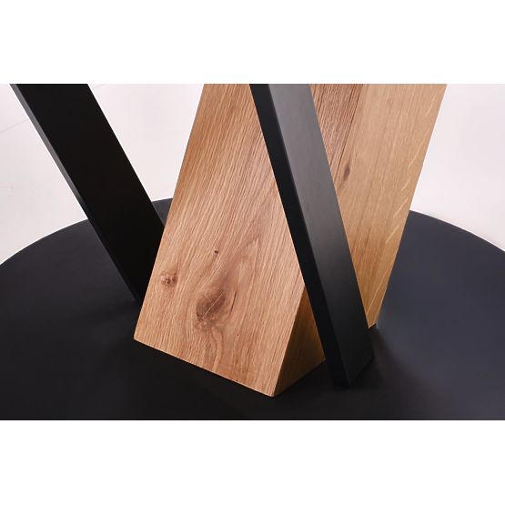 FANIS kerek kihúzható asztal, természetes/fekete (3p=1ks)