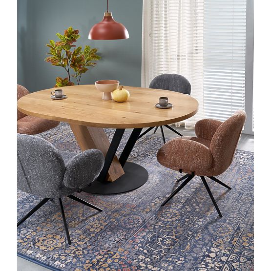 FANIS kerek kihúzható asztal, természetes/fekete (3p=1ks)