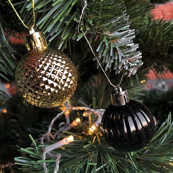 FEKETE KARÁCSONYI GÖMBÖK 34 DB SYSD1688-033