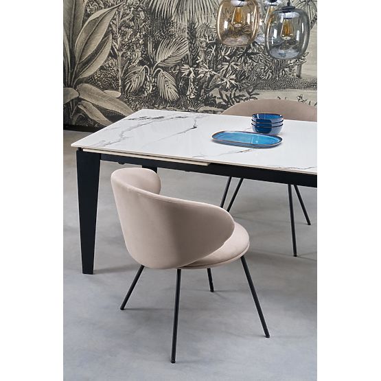 FELIX kinyitható asztal, lap - fehér márvány, lábak - fekete (2p=1db)