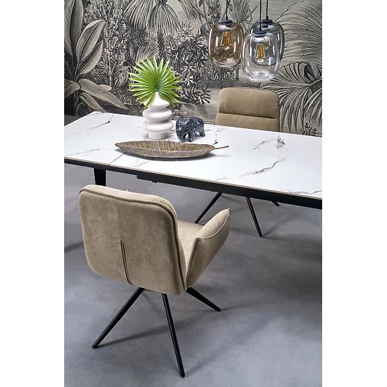 FELIX kinyitható asztal, lap - fehér márvány, lábak - fekete (2p=1db)