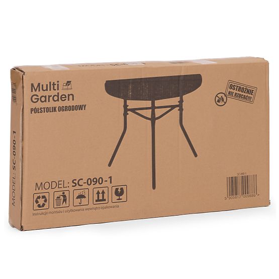 Félköríves üveg kerti asztal erkélyre, teraszra, patiohoz fekete MultiGarden