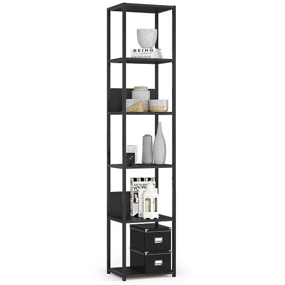 Fém loft polc 40 cm - fekete-fekete - 6 polc