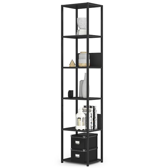 Fém loft polc 40 cm - fekete-fekete - 6 polc