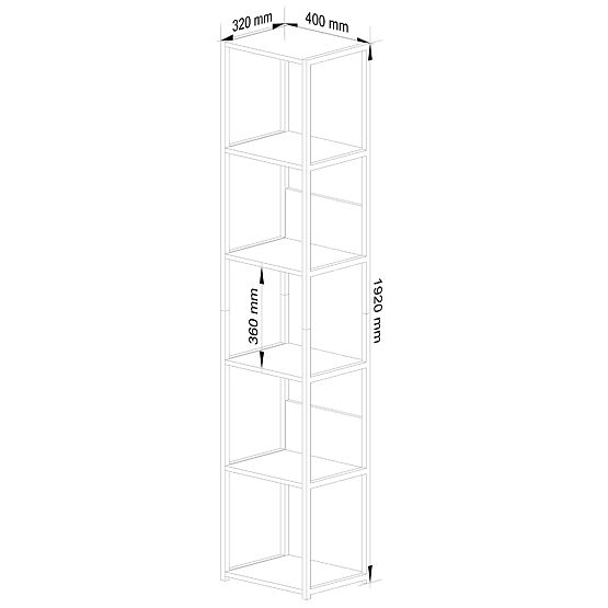 Fém loft polc 40 cm - fekete-fekete - 6 polc