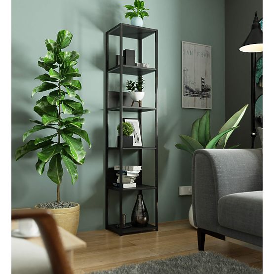 Fém loft polc 40 cm - fekete-fekete - 6 polc