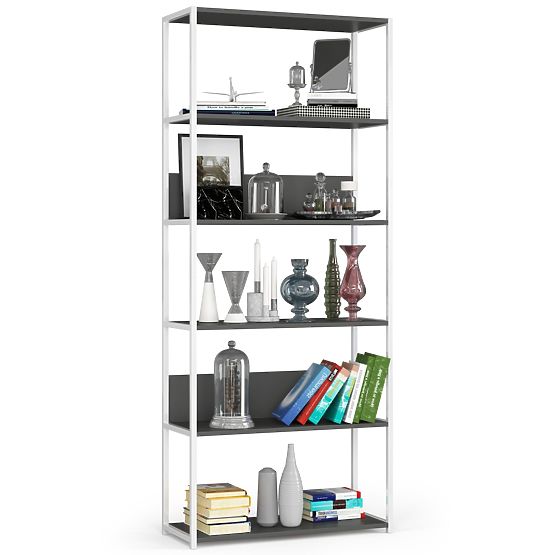 Fém loft polc 80 cm - fehér-szürke - 6 polc