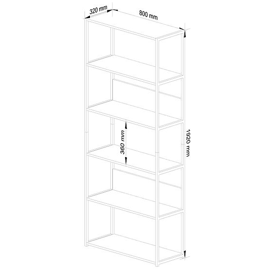 Fém loft polc 80 cm - fekete-sonoma tölgy - 6 polc