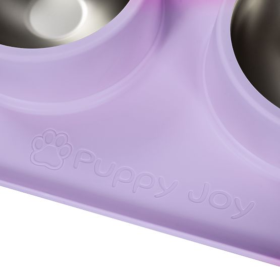 Fém Tál Kutya vagy Macska Számára Csúszásmentes Alátéttel Lila PJ-088