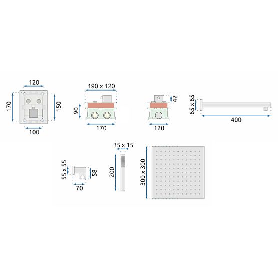 FENIX DAVIS Zuhanyszett termosztáttal, arany + BOX