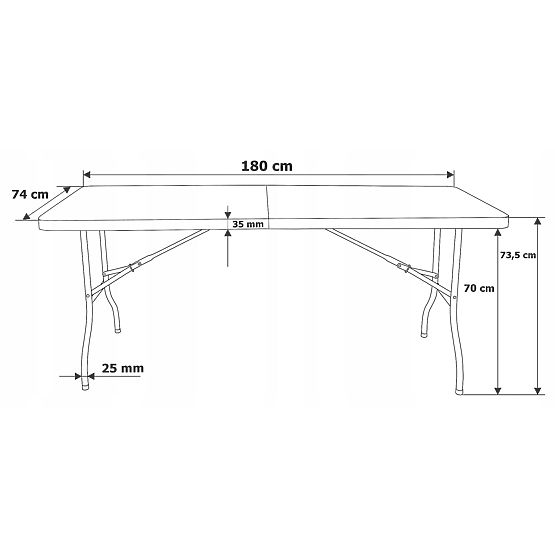 FETA BLACK 180 cm-es catering készlet + 6 BLACK szék
