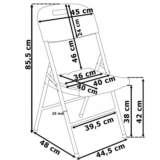 FETA BLACK 180 cm-es catering készlet + 6 BLACK szék