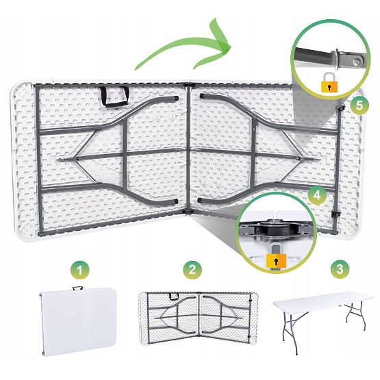 FETA WHITE 180 cm-es vendéglátó készlet + 6 BASICO szék