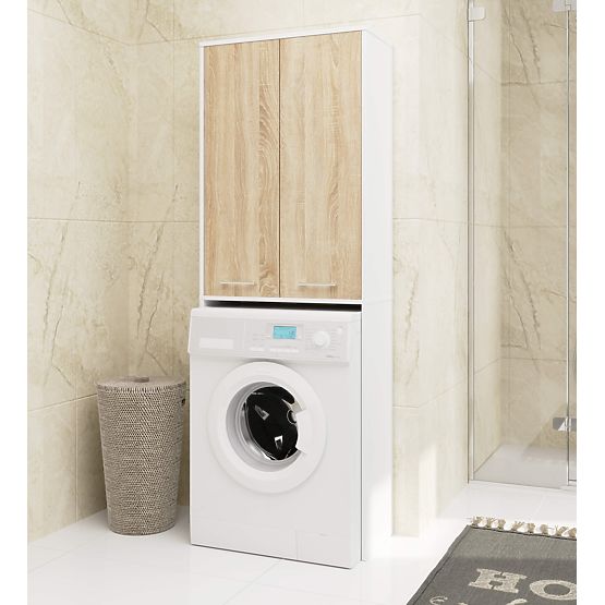 FIN 180 MOSDÓ OSZLOP MOSÓGÉPHEZ TELJES 2D - FEHÉR / SONOMA TÖLGY