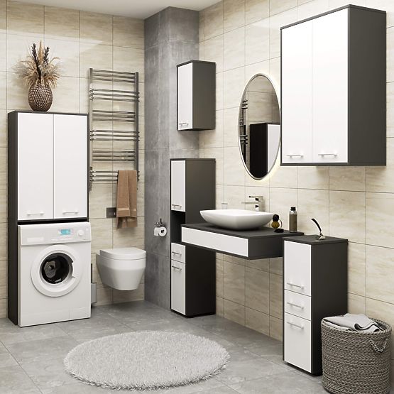 FIN 180 MOSDÓ OSZLOP MOSÓGÉPHEZ TELJES 2D - SZÜRKE / FEHÉR