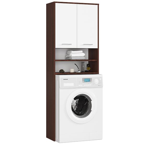 FIN FÜRDŐSZOBA SZEKRÉNY MOSÓGÉP FÖLÉ WENGE / FEHÉR