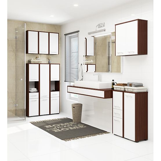 FIN FÜRDŐSZOBA SZEKRÉNY MOSÓGÉP FÖLÉ WENGE / FEHÉR