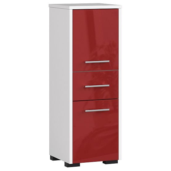 FIN FÜRDŐSZOBA SZEKRÉNY OSZLOP 30 2D 1SZ 85cm PIROS FÉNYES