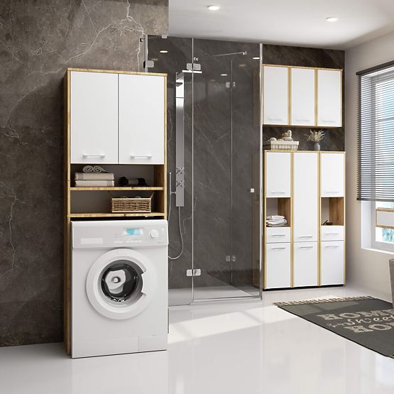 FIN FÜRDŐSZOBAI POLC MOSÓGÉP FÖLÉ ARTISAN TÖLGY - FEHÉR